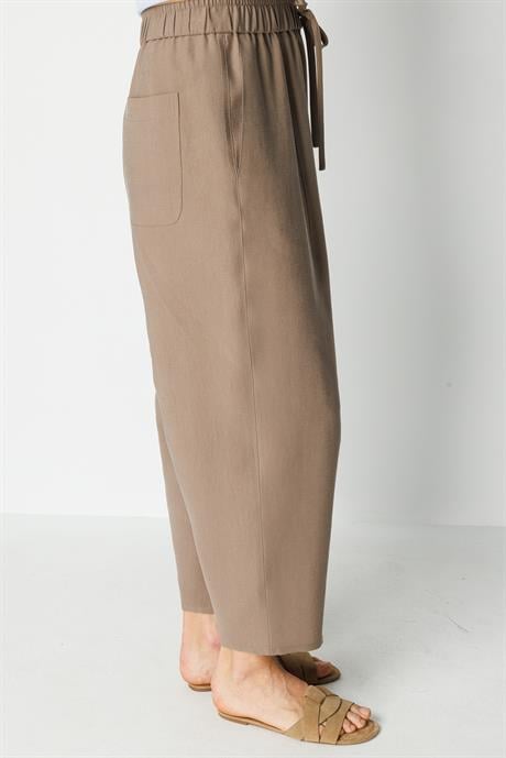 Elastan Kemerli Lyocell Pantolon