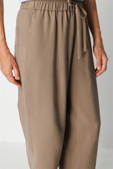 Elastan Kemerli Lyocell Pantolon