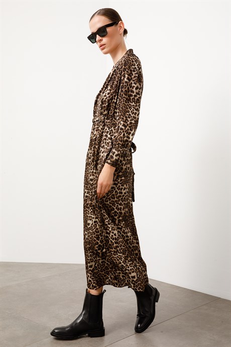 Kemerli Leopar Elbise