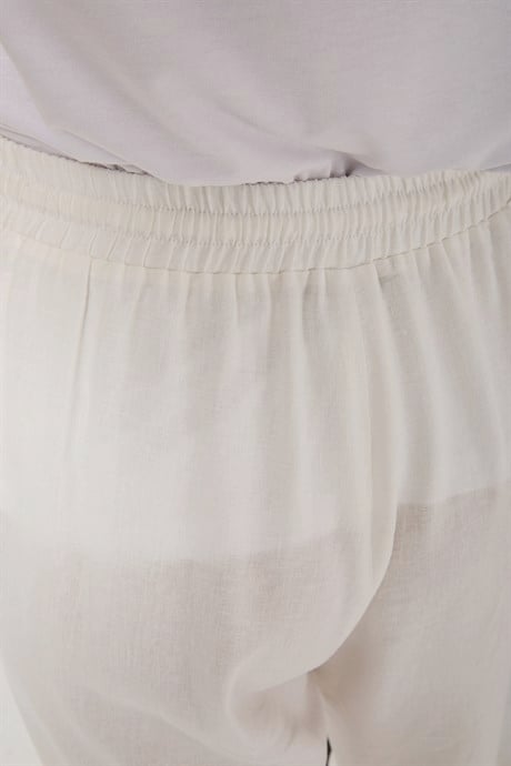 Kısa Keten Bol Pantolon