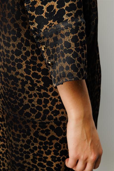 Leopar Gömlek Elbise