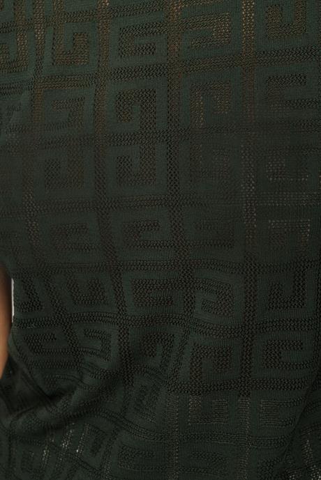 O Yaka Jakarlı Yarım Kol Triko