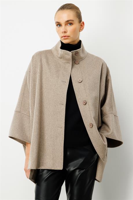 Önden Düğmeli Oversize Kaban