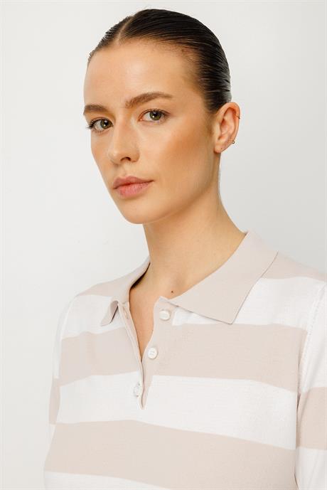 Polo Yaka Çizgili Triko