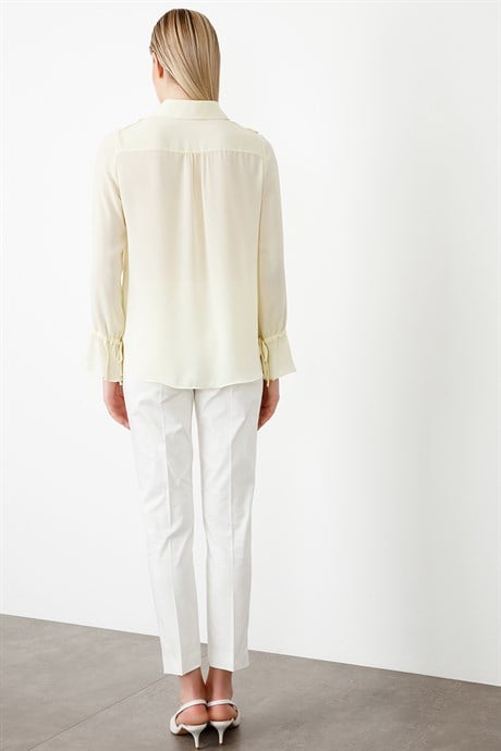 Saten Dokulu Slim Fit Pantolon