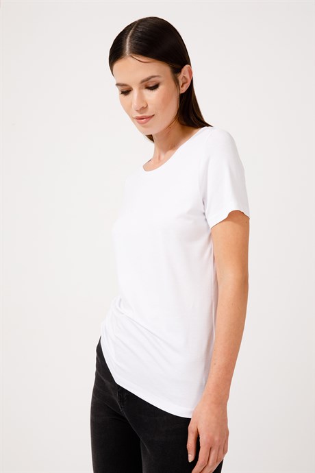 Sıfır Yaka Yarım Kol Tshirt