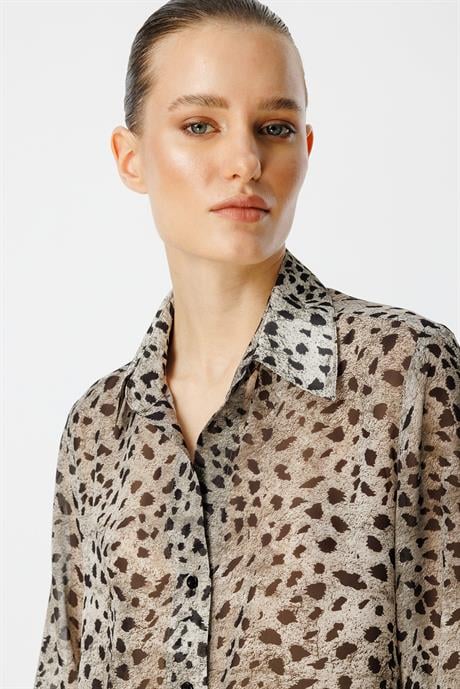 Şifon Leopar Bluz