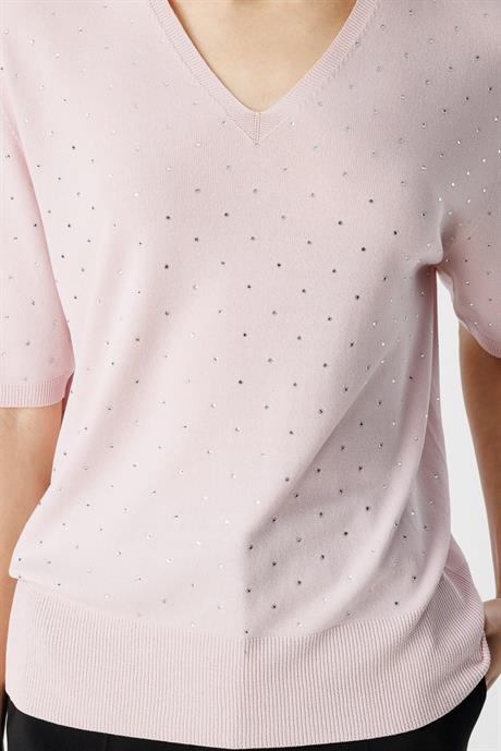 Strass Taslı V Yaka Triko