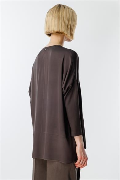 0 Yaka Kolu Triko Oversize Bluz