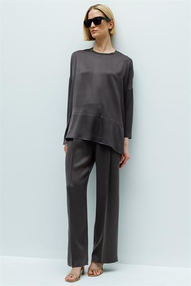 0 Yaka Kolu Triko Oversize Bluz