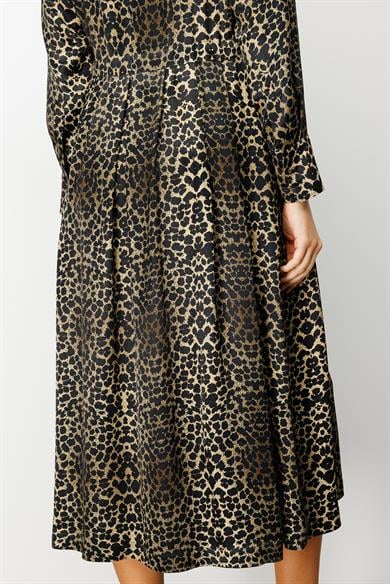Büzgülü Leopar Elbise