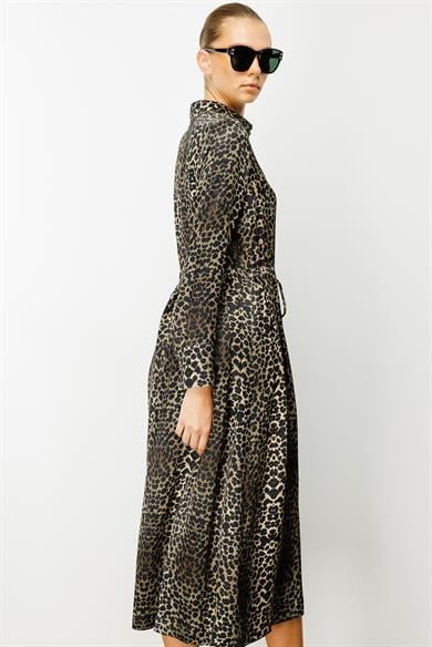 Büzgülü Leopar Elbise