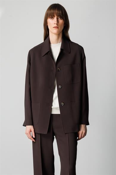 Dıştan Cepli Oversize Ceket