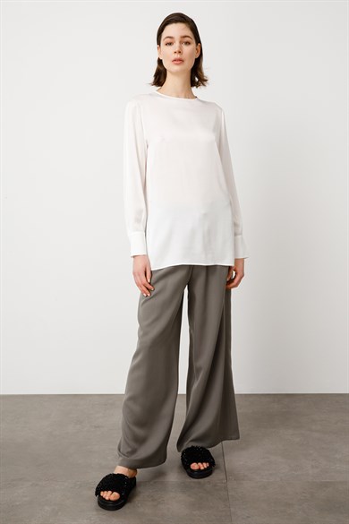 Elastan Kemerli Bol Paça Pantolon
