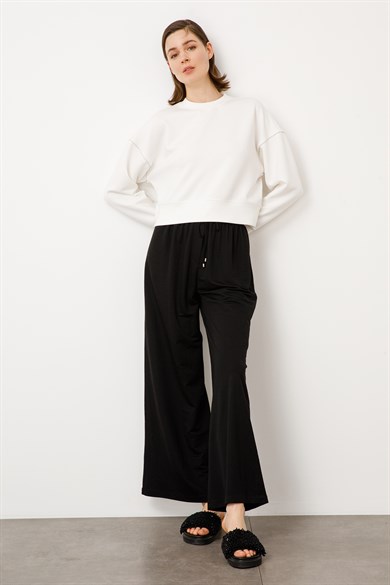 Elastan Kemerli Bol Pantolon