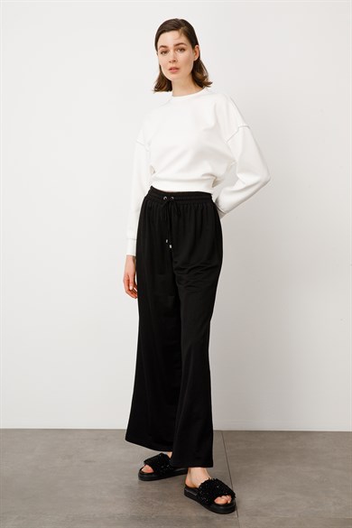 Elastan Kemerli Bol Pantolon