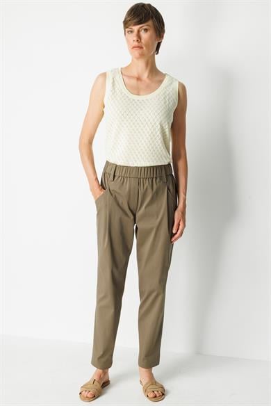 Elastan Kemerli Cepli Koton Pantolon
