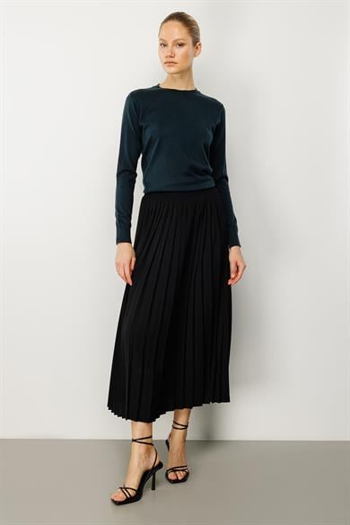 Elastan Kemerli Krep Pilise Etek