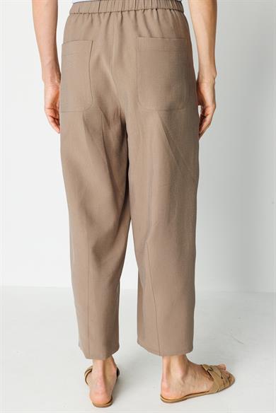 Elastan Kemerli Lyocell Pantolon