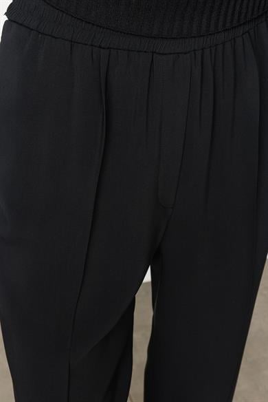 Elastan Kemerli Şeritli Pantolon