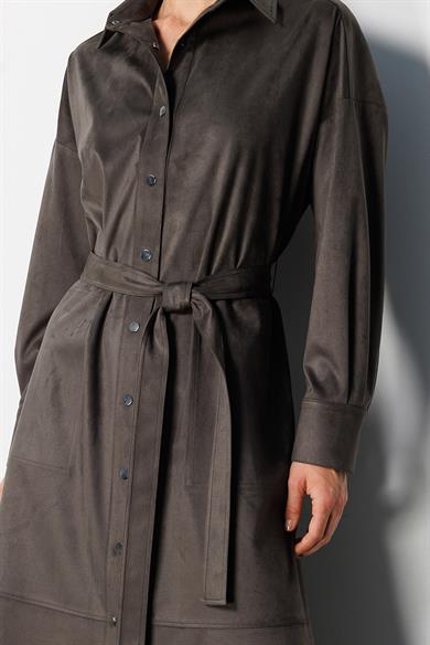 Güderi Görünümlü Kemerli Elbise