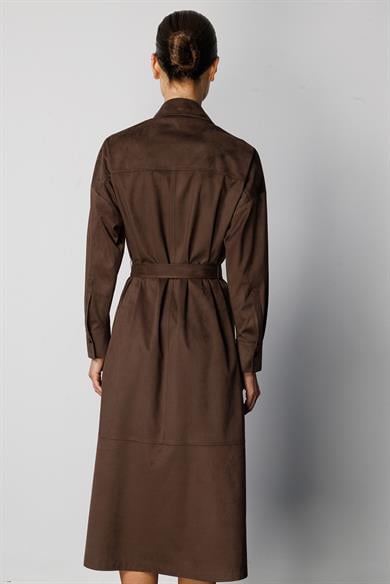 Güderi Görünümlü Kemerli Elbise