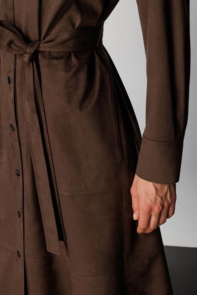 Güderi Görünümlü Kemerli Elbise