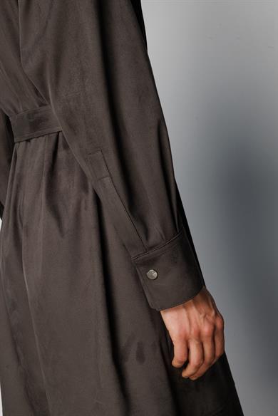 Güderi Görünümlü Kemerli Elbise