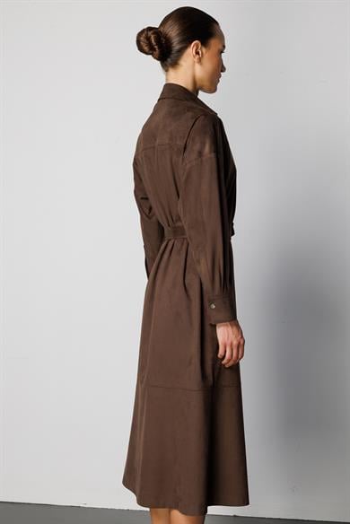 Güderi Görünümlü Kemerli Elbise