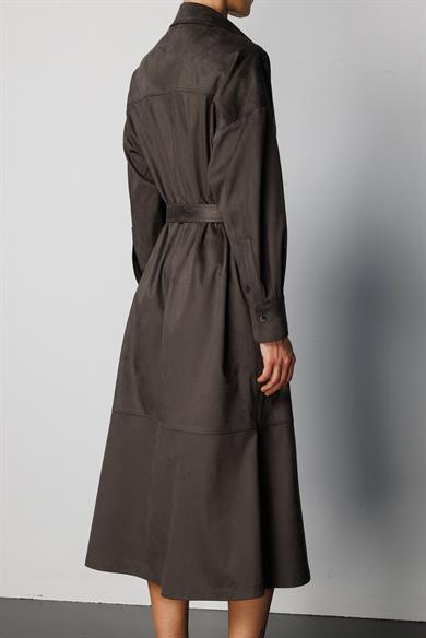 Güderi Görünümlü Kemerli Elbise