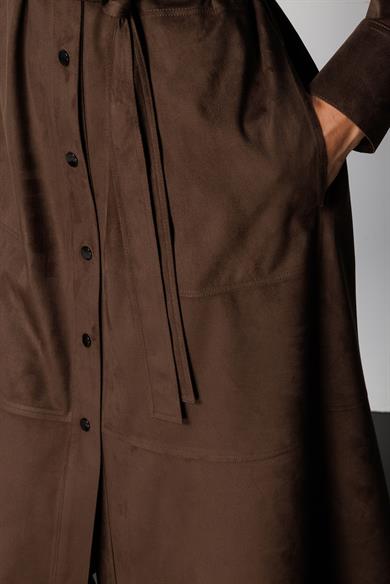 Güderi Görünümlü Kemerli Elbise