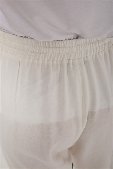 Kısa Keten Bol Pantolon