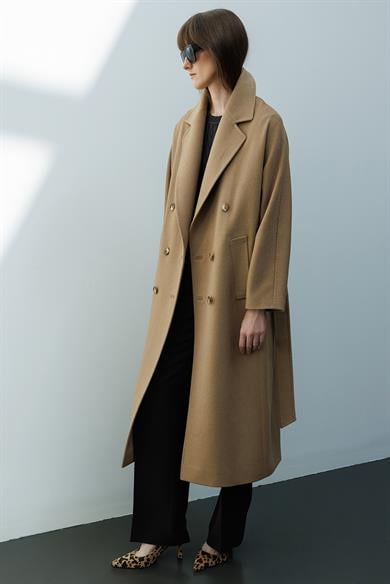 Kruvaze Uzun Kemerli Manto