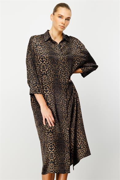 Leopar Gömlek Elbise