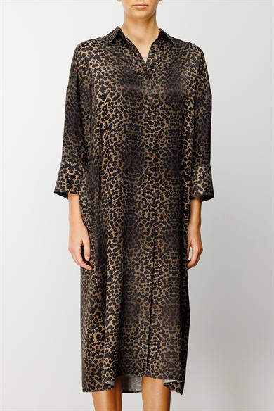 Leopar Gömlek Elbise