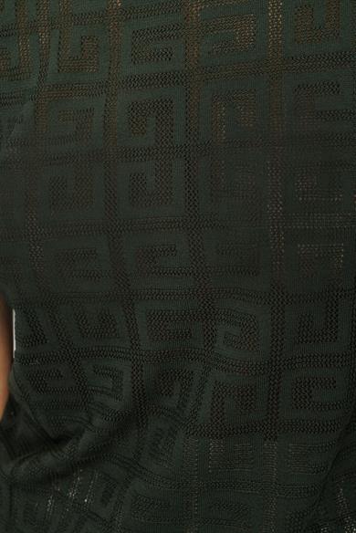 O Yaka Jakarlı Yarım Kol Triko