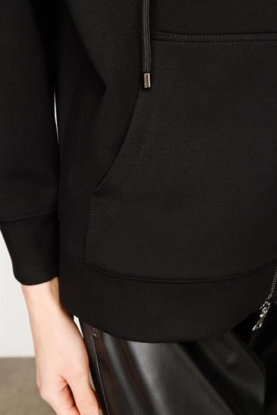 Önden Fermuarlı Kolu Şeritli Sweat