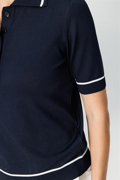 Polo Yaka Çizgili Yarım Kol Triko