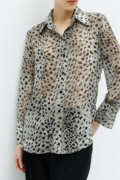 Şifon Leopar Bluz