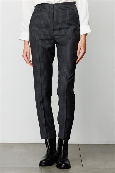 Slim Fit Çizgili Yün Pantolon