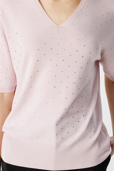 Strass Taslı V Yaka Triko