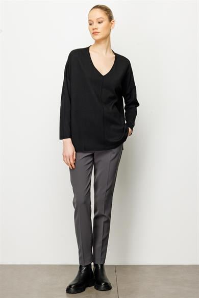 V Yaka Dikişli Oversize Triko