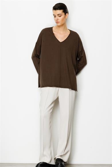 V Yaka Dikişli Oversize Triko