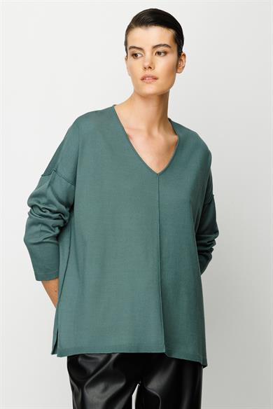 V Yaka Dikişli Oversize Triko