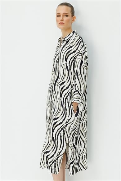 Zebra Desen Gömlek Elbise