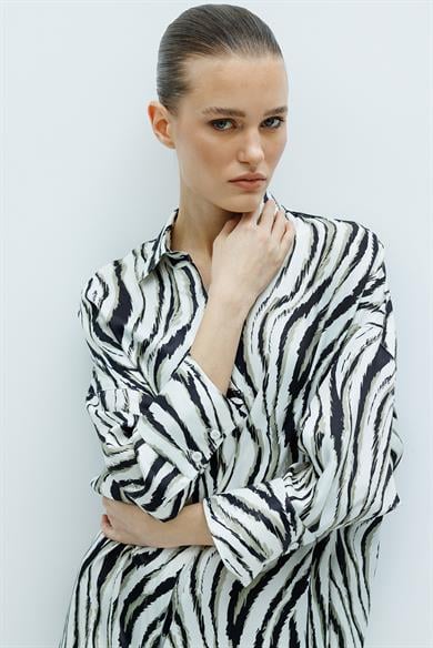 Zebra Desen Gömlek Elbise