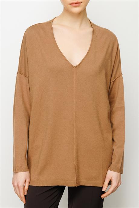 V Yaka Dikişli Oversize Triko