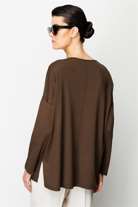 V Yaka Dikişli Oversize Triko