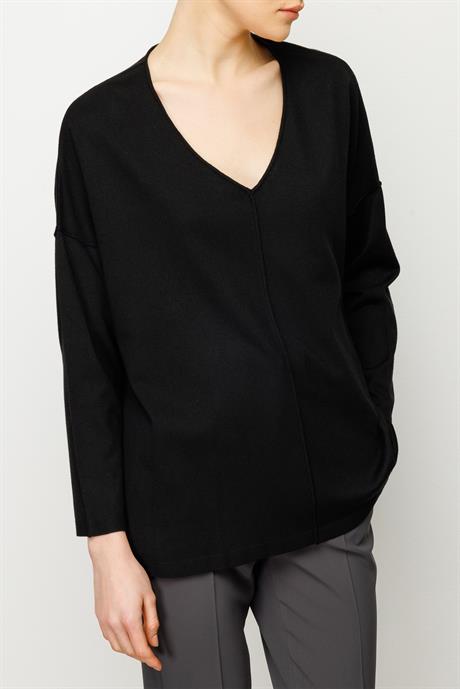 V Yaka Dikişli Oversize Triko
