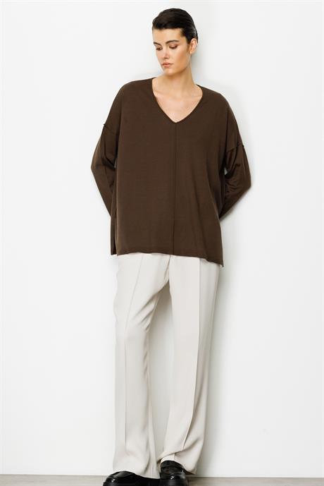 V Yaka Dikişli Oversize Triko